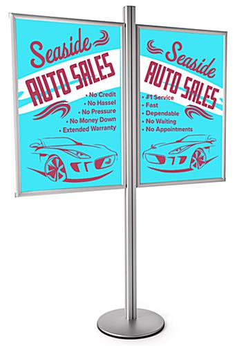 Poster Snap Frame Floor Post Display for (2) 24 x 36 Graphics Poster Snap Frame Floor Post Display with Weighted Base
