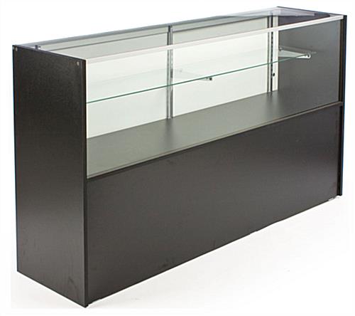 70 x 38 x 18-Inch, Free-Standing Glass Display Case With Black Melamine Finish Black Melamine Showcases With Storage Cabinet