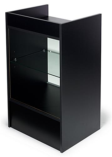 Black Melamine Check Out Counter With Glass Window Check Out Counter