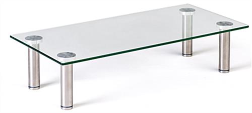 Clear Glass Riser Shelf Stand - Add Some Style to your Workstation Contemporary clear glass riser shelf stand