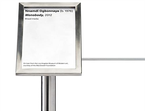 Exhibit Barrier 45-Degree Label Holder Recommended For 16" Tall Museum Stanchions Small-format exhibit barrier 45-degree label holder