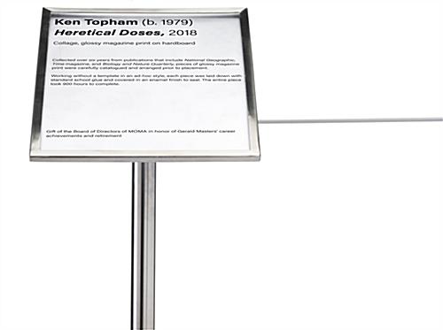 Museum Barrier Signage Plate Post Topper Attaches to Existing Crowd Control Setups 8.5 x 11 museum barrier signage plate