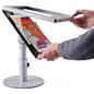 Silver adjustable countertop iPad stand with weighted anti-slip base