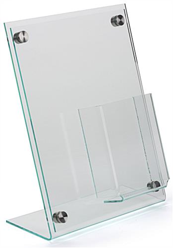 Slanted Sign Holder with Brochure Display for 4" x 9" Pamphlets 8.5" x 11" Slanted Sign Holder with Brochure Display