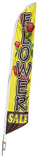 Flower Sale Feather Flag with Yellow Background Polyester Flower Sale Feather Flag
