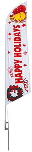 Happy Holidays festive feather flag for high visibility Happy Holidays festive feather flag with ground spike kit