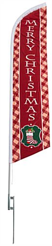 Merry Christmas feather banner for easy setup Merry Christmas feather banner with pre-printed message