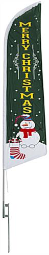 Merry Christmas green feather banner with predesigned graphics Merry Christmas green feather banner with snowman graphic