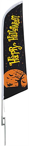 Seasonal Halloween outdoor flag with yellow text Seasonal Halloween outdoor flag with moon graphic