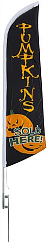 Halloween feather PUMPKINS message flag with preprinted message Halloween feather PUMPKINS message flag with predesigned graphics