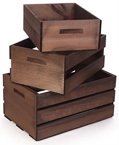 Handmade Wood Display Crates Wood Display Crates with Handles