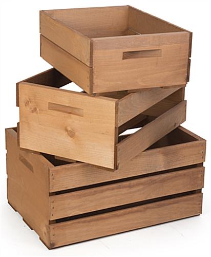 Nesting Wooden Display Crates Wooden Display Crates with Handles