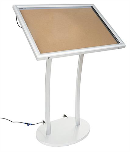 Menu Display Stand with Interior Corkboard Surface Menu Display Stand