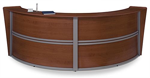 Curved Reception Desk Showing Front View Cherry Curved Reception Desk