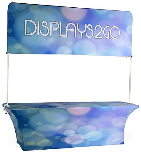 Make Your Booth Stand Out with the 8’ Trade Show Table and Header The 8’ Trade Show Table and Header with Custom Printed Full Color Graphics