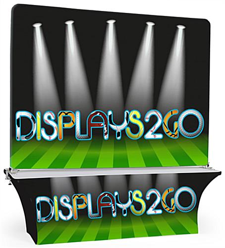 Use the The 8' Trade Show Table and Backdrop to Get the Attention You Crave at Your Next Industry Event The 8' Trade Show Table & Backdrop are Customizable and Easy to Assemble