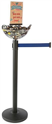 Blue Stanchion & Post with Bowl is Retractable Retractable Blue Stanchion & Post with Bowl