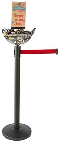 Red Stanchion & Post with Bin is Retractable Retractable Red Stanchion & Post with Bin