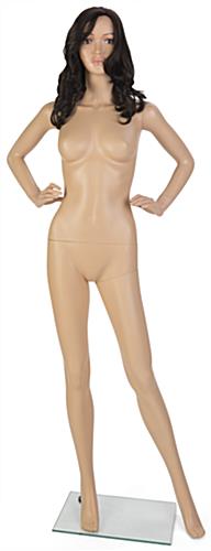 Posing Female Mannequin with Long Brown Wig and Calf Rod Posing Female Mannequin with Long Brown Wig and Detachable Limbs