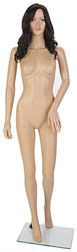 Standing Female Mannequin with Long Brown Wig and Bent Leg Standing Female Mannequin with Long Brown Wig and Bent Arm