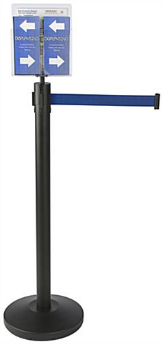 Blue Stanchion & Post with Literature Holder for Brochures and Magazines Brochure and Magazine Blue Stanchion & Post with Literature Holder