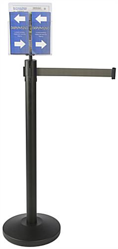 Gray Stanchion & Post with Literature Holder for Brochures and Magazines Brochure and Magazine Gray Stanchion & Post with Literature Holder