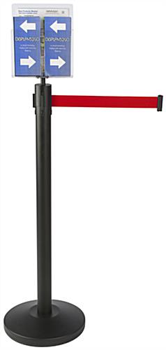 Red Stanchion & Post with Literature Holder for Brochures and Magazines Brochure and Magazine Red Stanchion & Post with Literature Holder