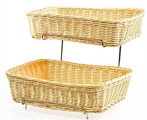 Tiered Wicker Baskets with Chrome Stand tiered wicker baskets
