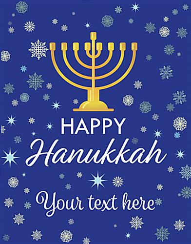 Front main shot of 22" x 28" Store Window "Happy Hanukkah" Poster 22" x 28" store window "Happy Hanukkah" poster with custom text