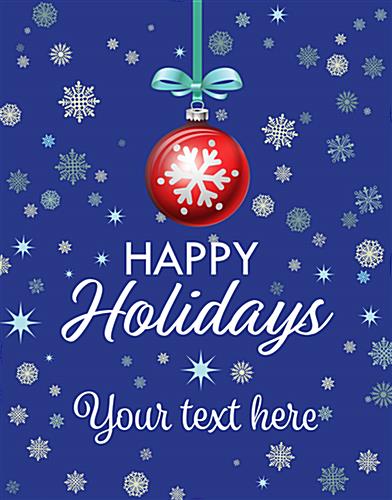 Front main shot of 22" x 28" "Happy Holidays" Retail Shop Poster 22" x 28" "Happy Holidays" retail shop poster with snowy background