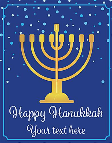 Front main shot of 22" x 28" "Happy Hanukkah" Window Sign 22" x 28" "Happy Hanukkah" window sign with deep blue background