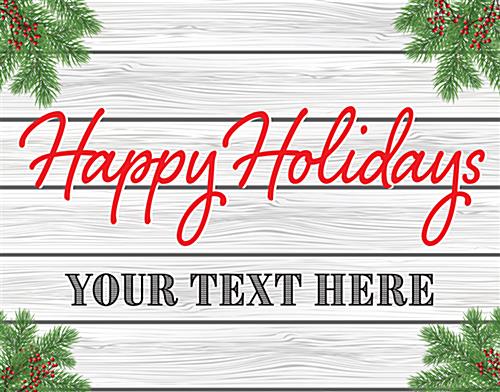 "Happy Holidays" Window Display Sign with Satin Finish "Happy Holidays" window display sign with custom text field