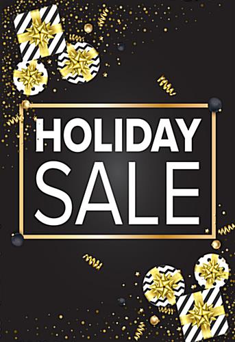 Holiday Store Signs Advertise Seasonal Sales 24 x 36 black and gold holiday store signs