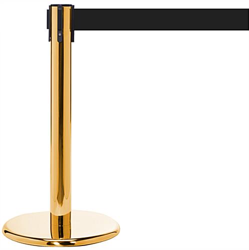 Mini Brass Retractable Stanchion, Stands 24" Tall Mini Brass Retractable Stanchion with Black Belt