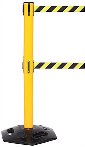 Weatherproof Dual Belt Stanchion, Retractable Weatherproof Dual Belt Stanchion, (2) 11' Straps