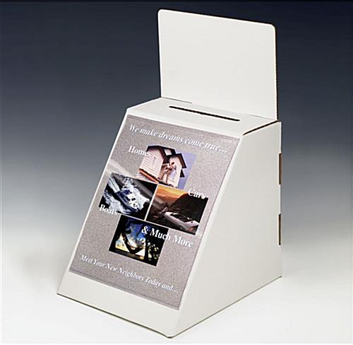 10 x 8-1/2 x 11-Inch White Cardboard Suggestion Box With Plastic Sign Holders Cardboard 8.5 x 11 Suggestion Box With Graphics Holders
