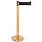 These retractable belt stanchions have black nylon material