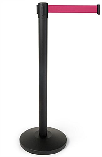 Pink Belt Crowd Control Stanchion for Queue Lines and Safety Barriers Pink belt crowd control stanchion with retractable band