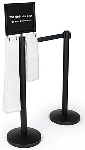 Black Stanchions with Umbrella Bags - Great for Pairing Crowd Control with Risk Reduction black stanchions with umbrella bags 2-post set
