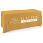 This gold single sided custom table throw offers 64 inches x 20 inches of custom imprinting