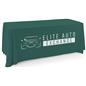 This forest green single sided custom table throw offers an iron safe material