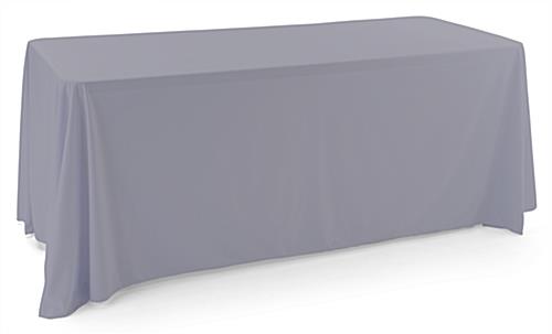 This Polyester Table Cover Is Great for Events with Extra Safety Precautions Needed Grey polyester table cover with flame retardant material