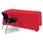 This red single sided custom table throw has four equal sides