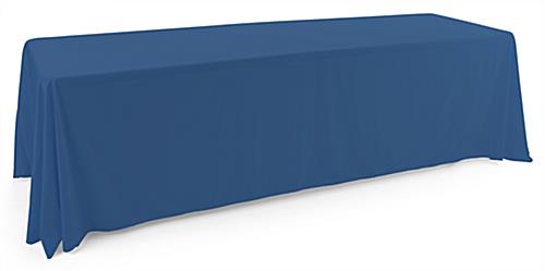 This Dark Blue Polyester Table Cover Is Perfect for Banquets Dark blue polyester table cover with draping display