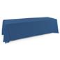 Dark blue polyester table cover with draping display
