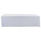 White polyester table cover with overlock stitching