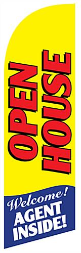 OPEN HOUSE Yellow Message Flag with Bold Text Replacement OPEN HOUSE Yellow Message Flag