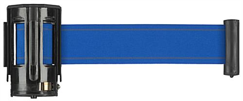 View of Black Crowd Control Belt Extended Blue Crowd Control Belt for QueuePole.Deluxe Stanchions