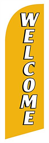 WELCOME Gold Advertising Flag Banner with White Text White Text on WELCOME gold advertising flag banner