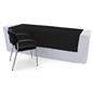 Black printed table runner is machine washable